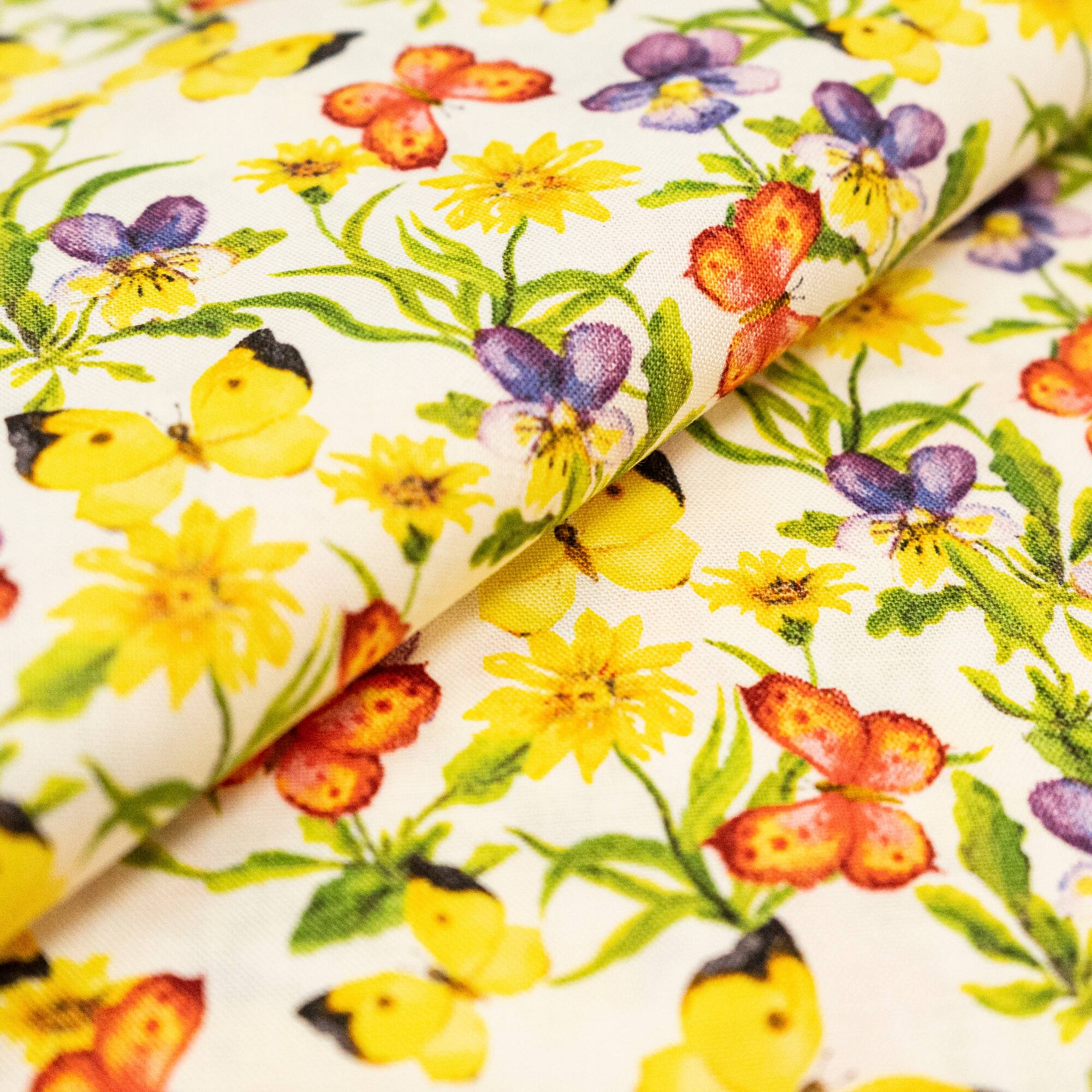 SINGER & Green Butterfly Cotton Fabric